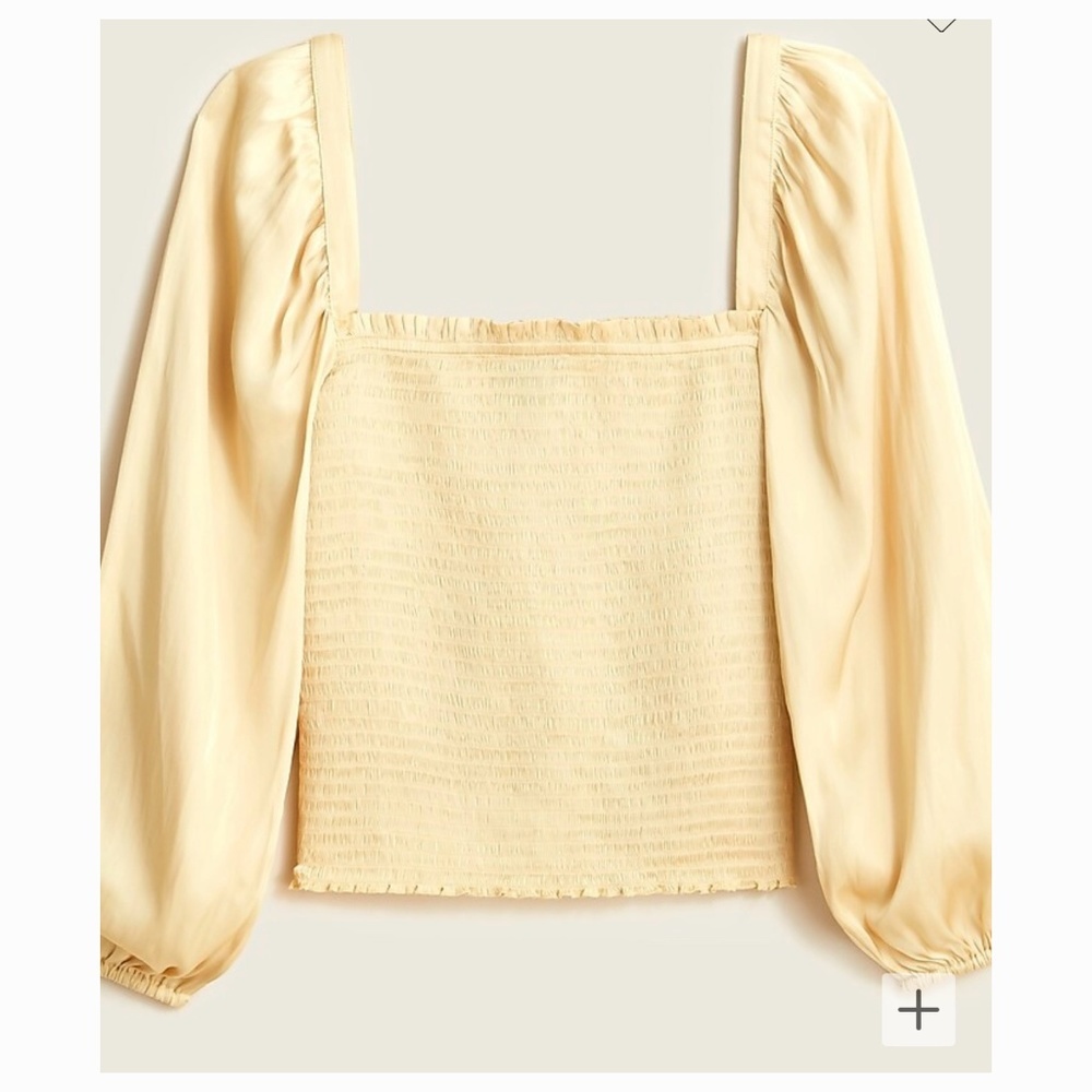 NWT J Crew Squareneck Smocked Featherweight Satin Cropped Top!!!
